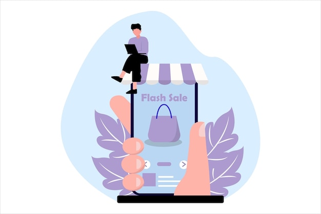 Diseño de ilustraciones planas de comercio electrónico
