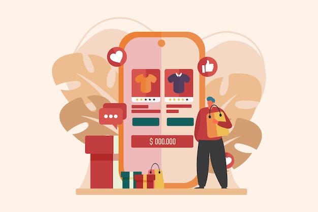 Diseño de ilustraciones planas de comercio electrónico