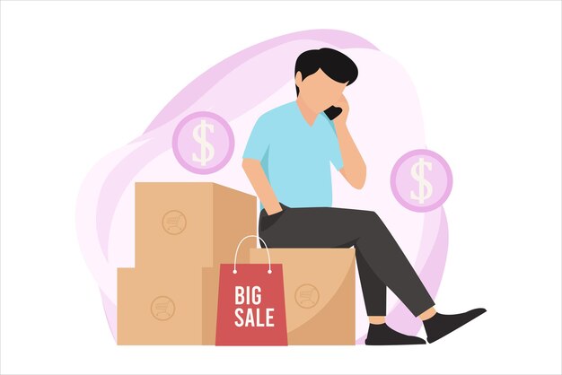 Diseño de ilustraciones planas para compras en línea