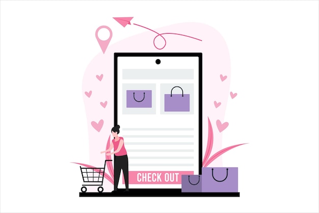 Diseño de ilustraciones planas para compras en línea