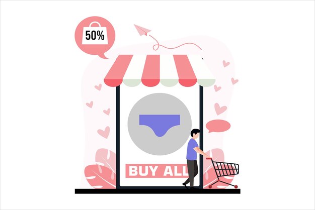 Diseño de ilustraciones planas para compras en línea