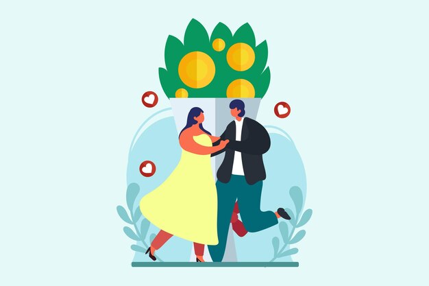 Diseño de ilustraciones planas para el día de la boda