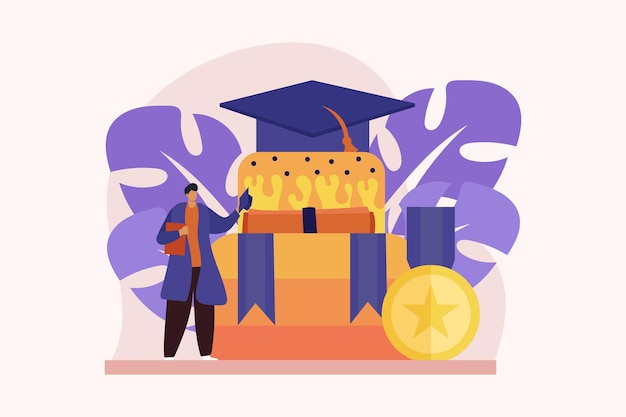 Diseño de ilustraciones planas para la graduación feliz