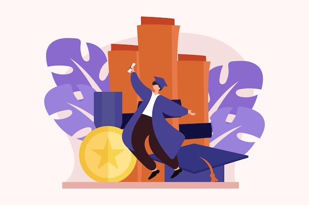 Diseño de ilustraciones planas para la graduación feliz