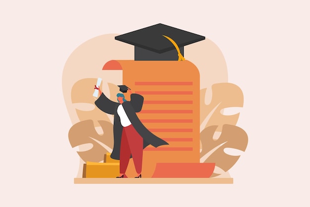 Vector diseño de ilustraciones planas para la graduación feliz