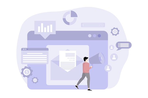Diseño de ilustraciones planas de marketing digital