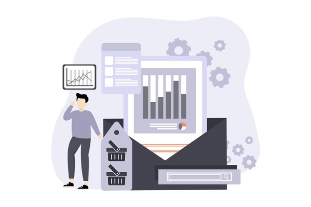 Diseño de ilustraciones planas de marketing digital