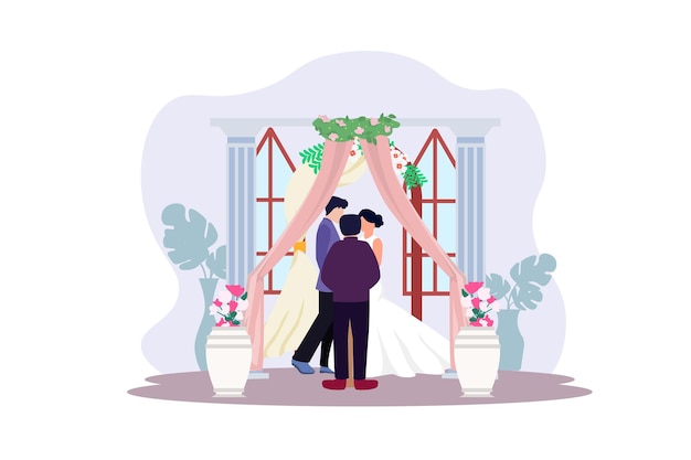 Diseño de ilustraciones planas para parejas de bodas