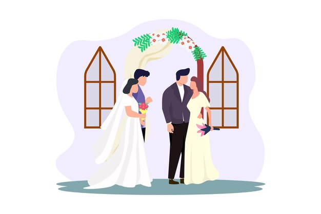 Diseño de ilustraciones planas para parejas de bodas