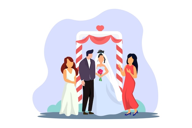 Diseño de ilustraciones planas para parejas de bodas