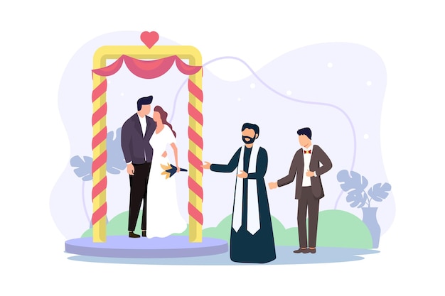 Vector diseño de ilustraciones planas para parejas de bodas