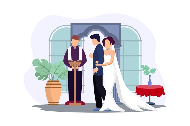 Vector diseño de ilustraciones planas para parejas de bodas