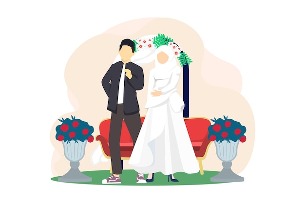 Diseño de ilustraciones planas para parejas de bodas