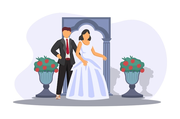 Diseño de ilustraciones planas para parejas de bodas