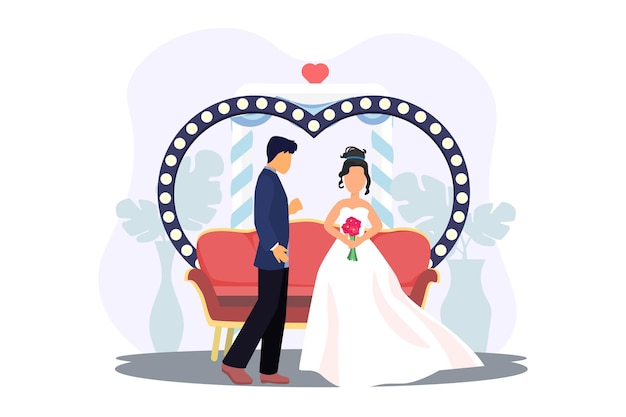 Diseño de ilustraciones planas para parejas de bodas