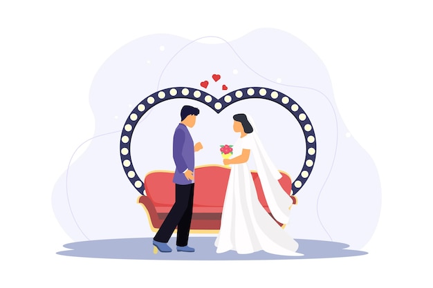 Diseño de ilustraciones planas para parejas de bodas