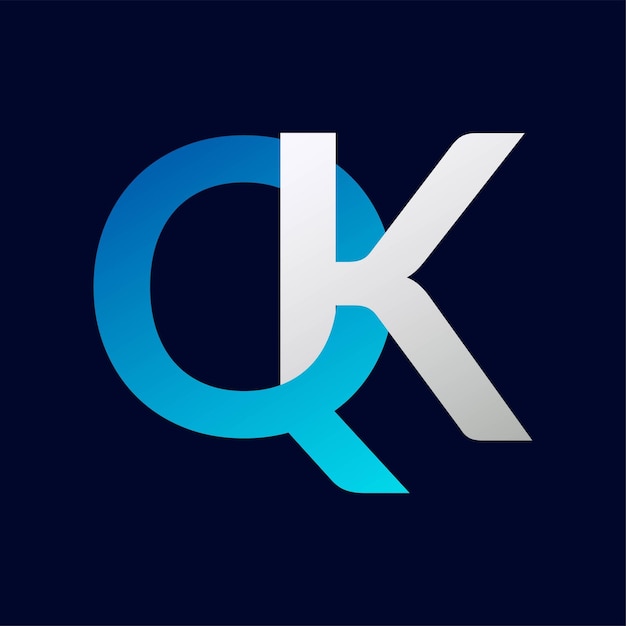 Diseño de ilustraciones de la plantilla de la letra del logotipo QK