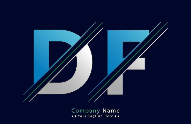 Diseño de ilustraciones de la plantilla de letras del logotipo DF