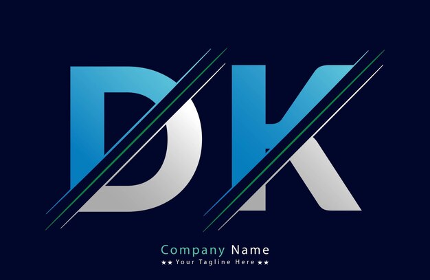 Diseño de ilustraciones de la plantilla de letras del logotipo DK