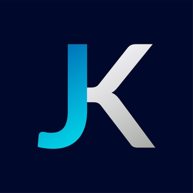 Diseño de ilustraciones de la plantilla de letras del logotipo JK