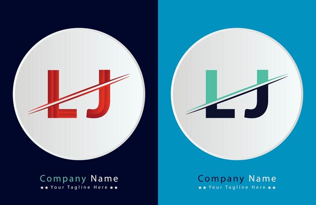 Diseño de ilustraciones para la plantilla de letras del logotipo de LJ