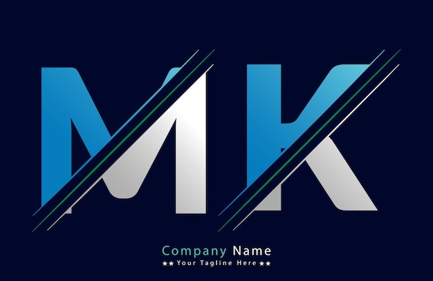 Diseño de ilustraciones de la plantilla de letras del logotipo MK
