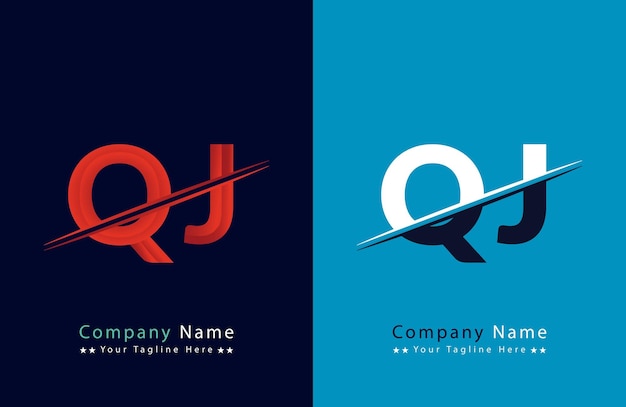 Diseño de ilustraciones de la plantilla de letras del logotipo de QJ