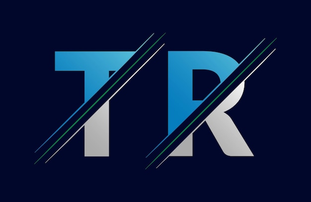 Diseño de ilustraciones de la plantilla de letras del logotipo TR