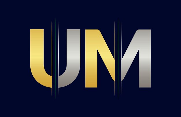 Diseño de ilustraciones de la plantilla de letras del logotipo UM