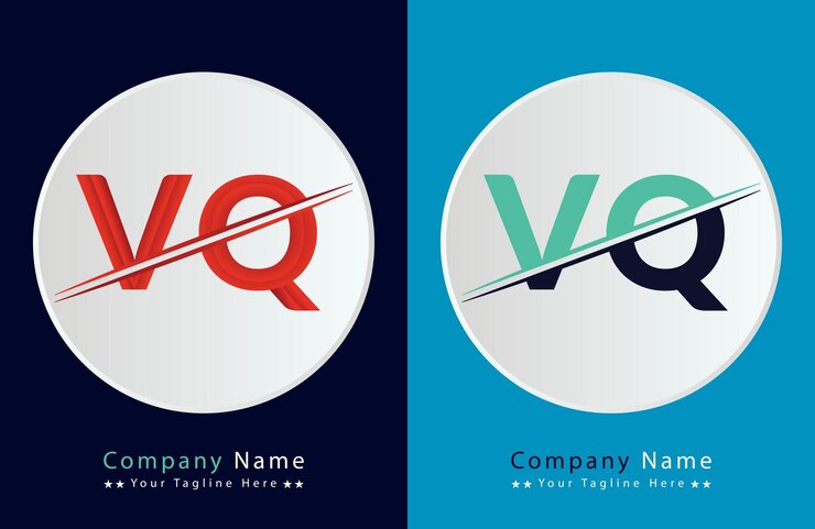 Vector diseño de ilustraciones para la plantilla de letras del logotipo de vq