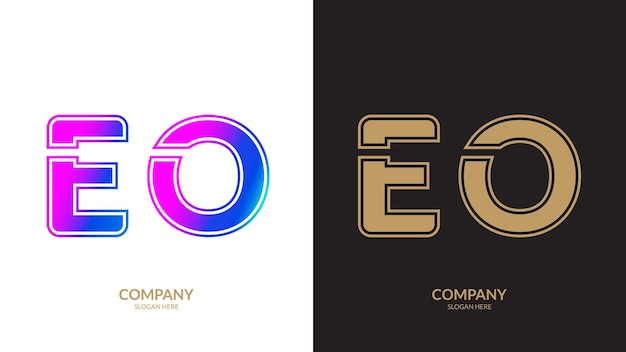 Diseño de ilustraciones de la plantilla del logotipo de la letra EO.
