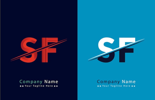 Diseño de ilustraciones de plantillas de letras del logotipo SF