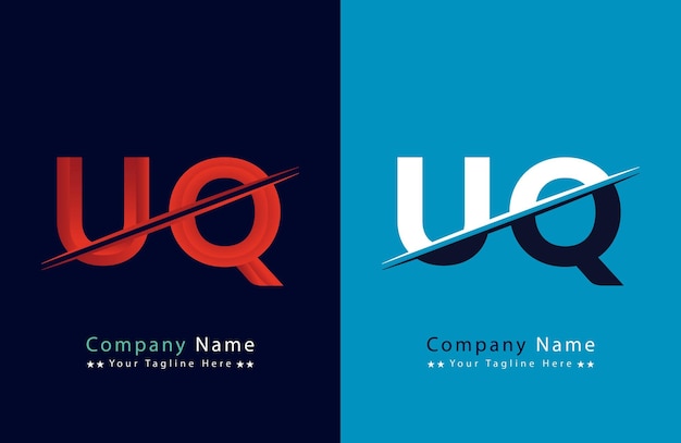 Diseño de ilustraciones de plantillas de letras del logotipo UQ