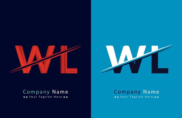 Diseño de ilustraciones de plantillas de letras del logotipo WL