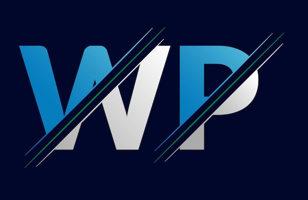 Diseño de ilustraciones de plantillas de letras del logotipo de WP