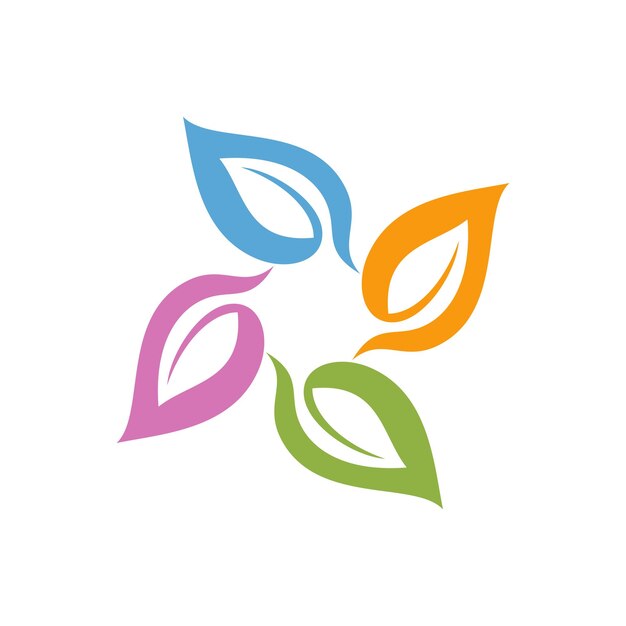 Diseño de ilustraciones de plantillas de logotipo de hojas ornamentales y flores