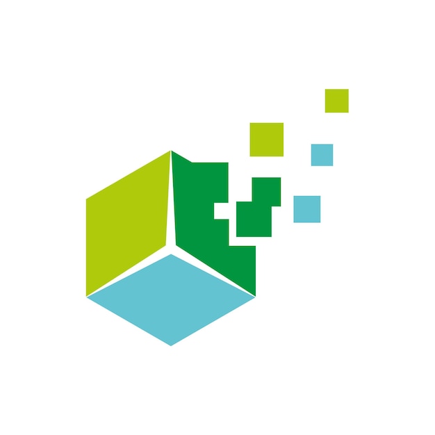 Diseño de ilustraciones de plantillas de logotipos de hexágonos pixelados de colores