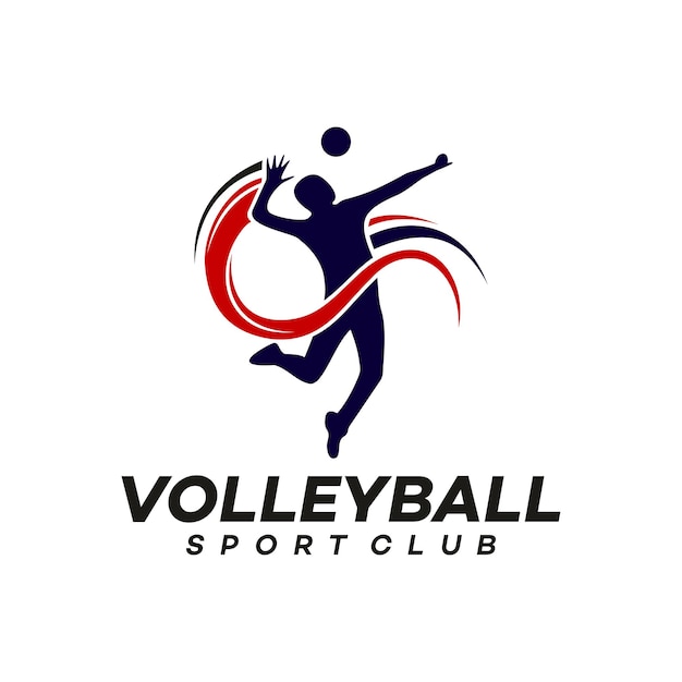 Diseño de ilustraciones de plantillas vectoriales para el logotipo de voleibol