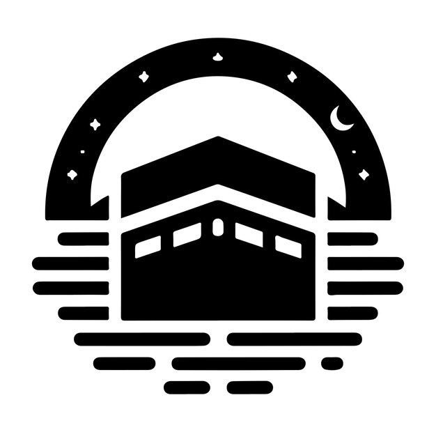 Diseño de ilustraciones de silueta vectorial del logotipo de Kaaba mínimo
