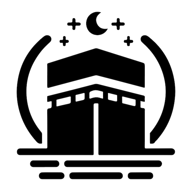 Diseño de ilustraciones de silueta vectorial del logotipo de Kaaba mínimo