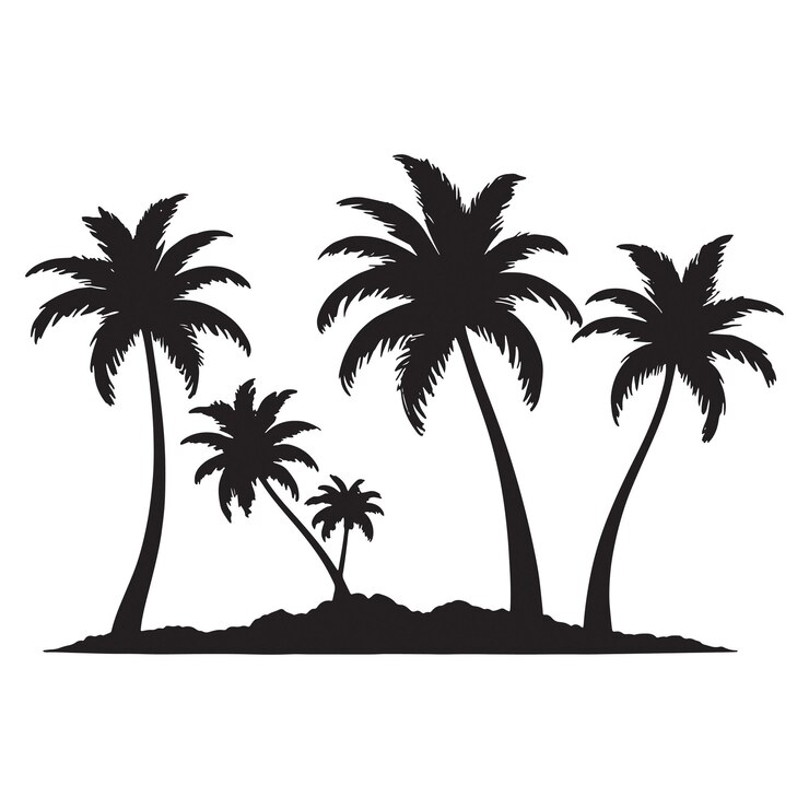 diseño de ilustraciones de siluetas de arte vectorial de palmeras