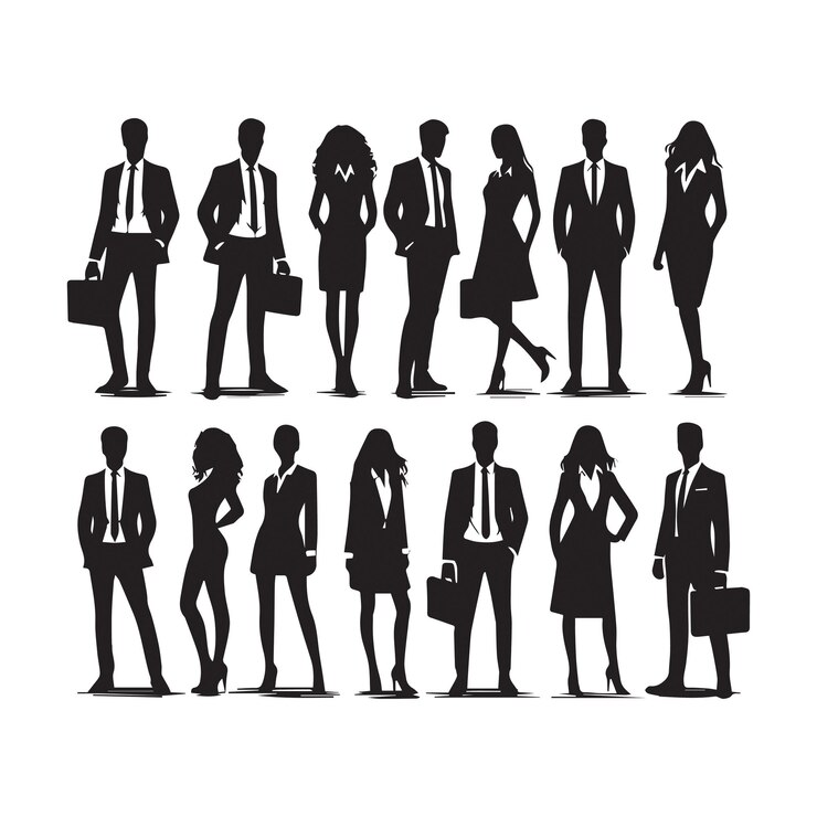 Diseño de ilustraciones de siluetas vectoriales de hombres y mujeres