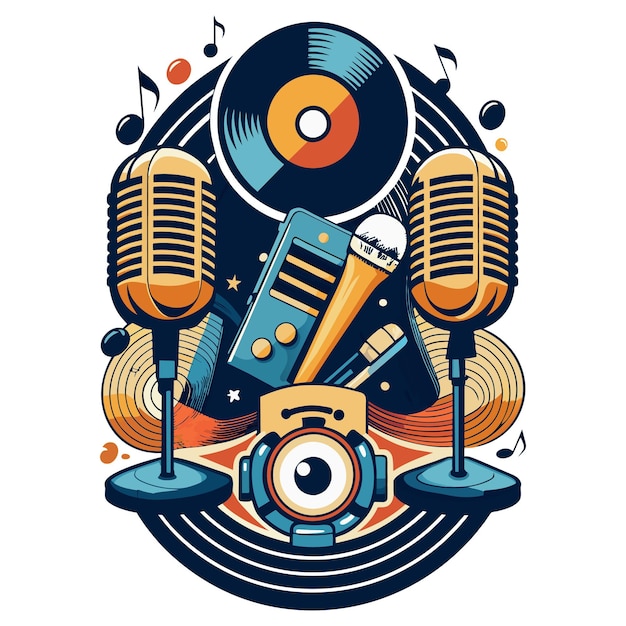 Vector diseño de ilustraciones vectoriales de camisetas de música retro abstractas