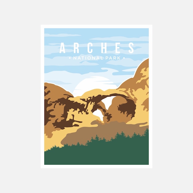 Diseño de ilustraciones vectoriales para carteles del parque nacional arches