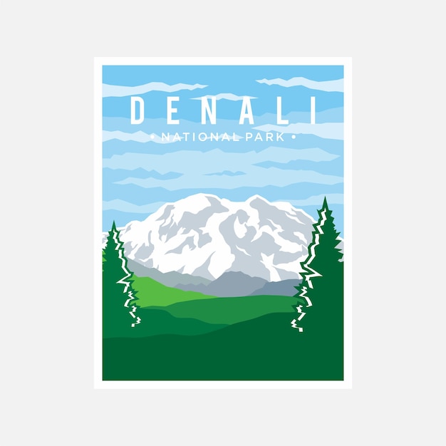 Diseño de ilustraciones vectoriales para carteles del parque nacional denali