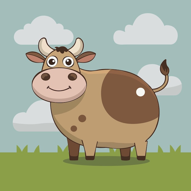 Diseño de ilustraciones vectoriales de Cartoonish Cute Ox