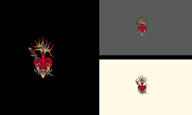 Diseño de ilustraciones vectoriales de corazón y llamas