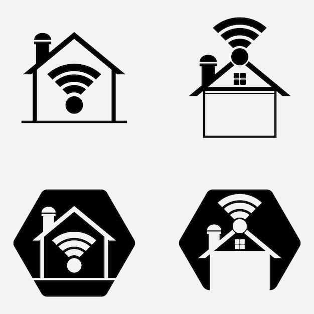 Diseño de ilustraciones vectoriales de logotipo de casa inteligente