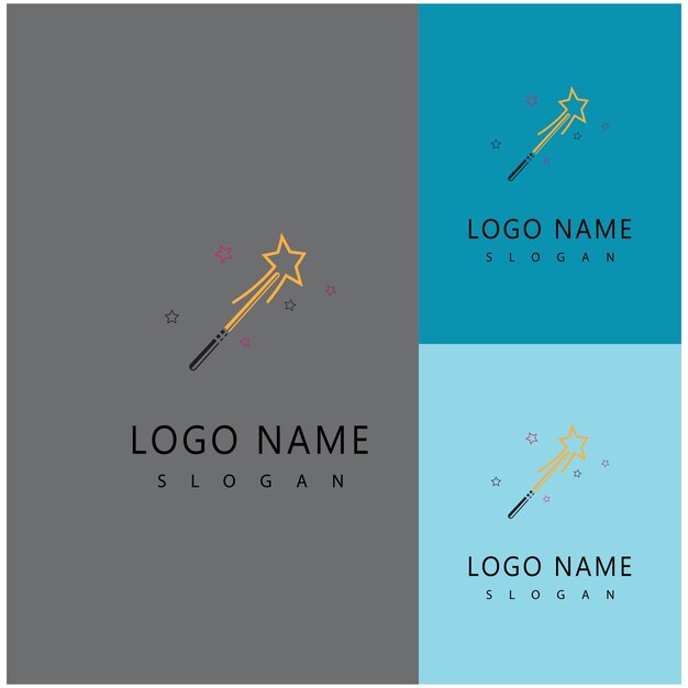 Diseño de ilustraciones vectoriales de logotipos de fondo de palo mágico