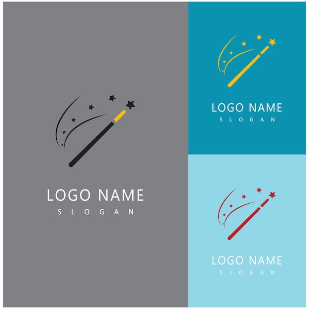 Diseño de ilustraciones vectoriales de logotipos de fondo de palo mágico